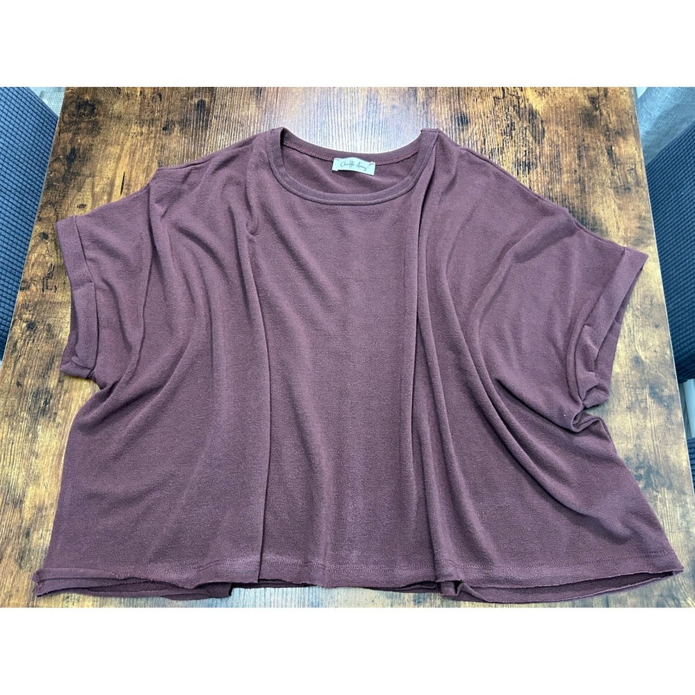 Charlotte Avery Womens Oversized Boxy Tee Plum‎ Mauve Short Sleeve Small